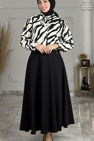 Açelya Gömlek Siyah Beyaz