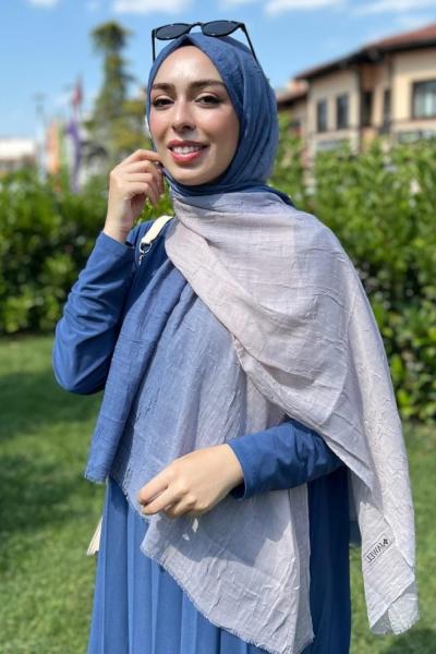 Degrade Konfor Şal Mavi Ekru