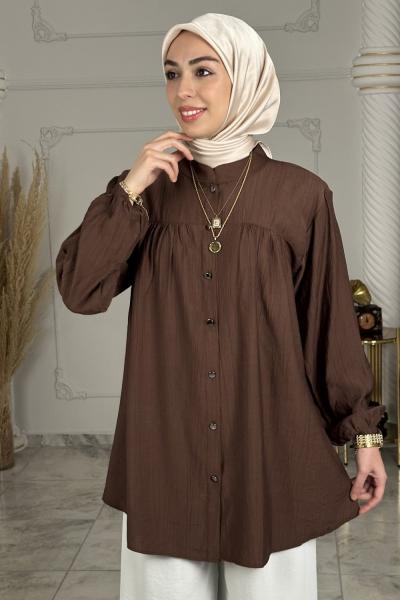 Elisa Gömlek Tunik Acı Kahve