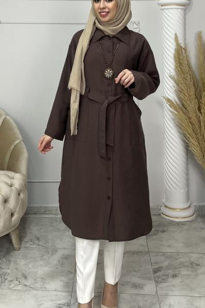 Liyocell Alya Kap Gömlek Acı Kahve