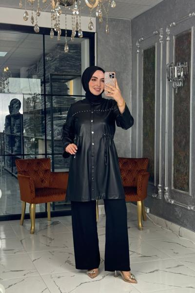 Hale Deri Trenç-Siyah