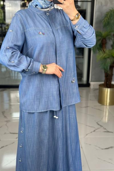 Tencel İkili Takım-Mavi