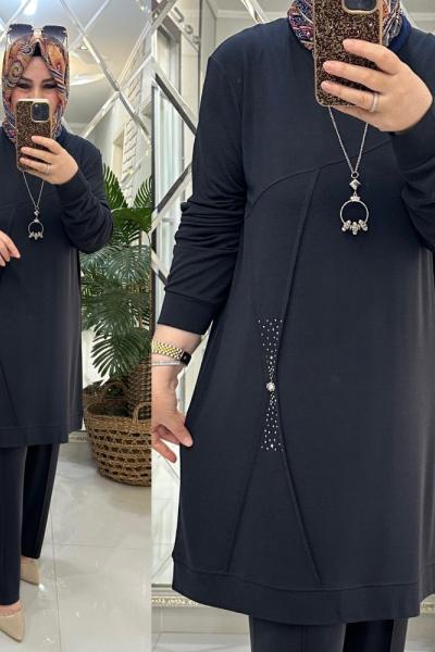 Belkıs takım qupra petek kumaş antrasit