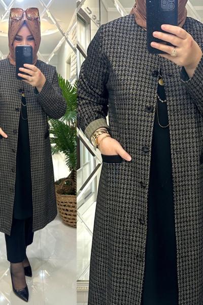 Emel ceket kap yünlü kaşe kumaş vizon