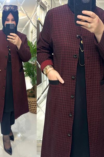 Emel ceket kap yünlü kaşe kumaş bordo