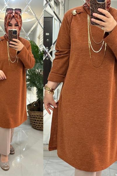 Ergül kazak triko kumaş kiremit