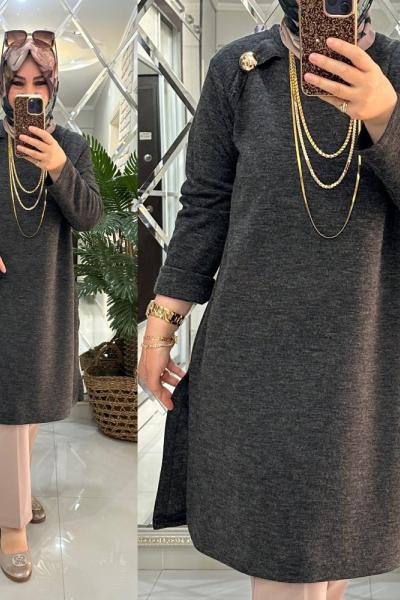 Ergül kazak triko kumaş antrasit