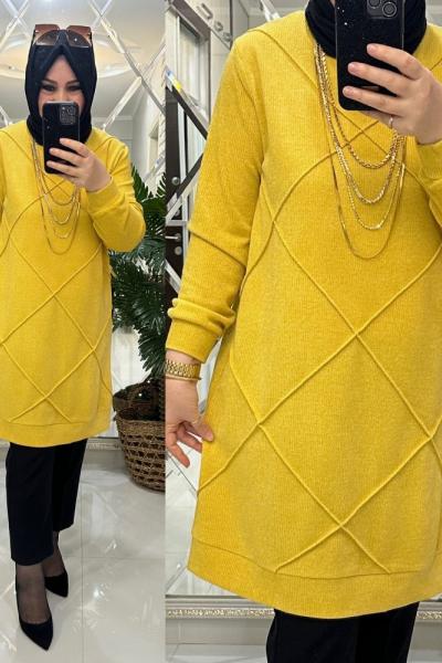 Gülhan kazak buklet triko sarı