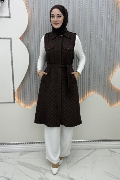 Alin Kapitone Yelek Kahverengi