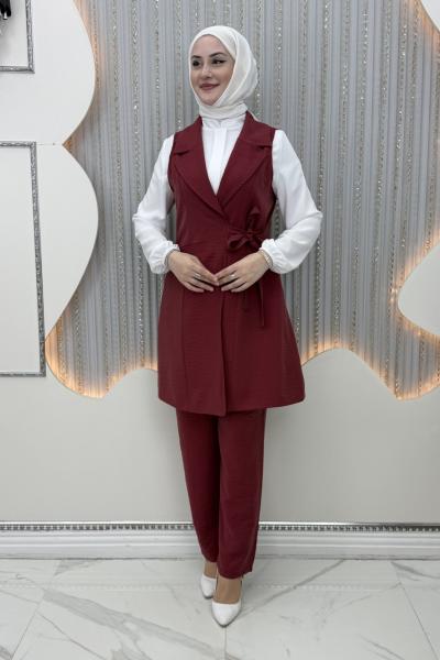 Kader Pantolonlu 3’lü Takım Bordo