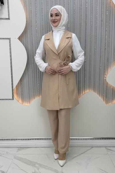 Kader Pantolonlu 3’lü Takım Vizon