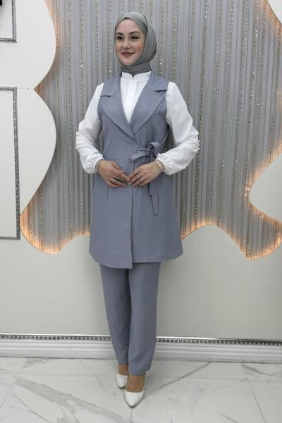 Kader Pantolonlu 3’lü Takım Gri