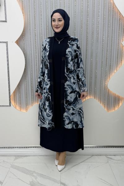 Kardelen Elbiseli Hırka Lacivert