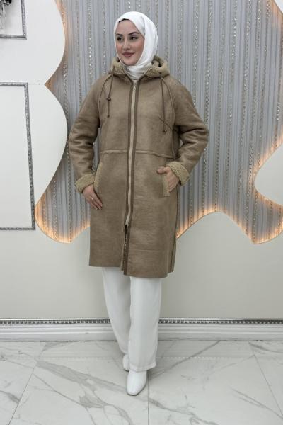 Şinay İçi Kürk Kaban Sütlü Kahve