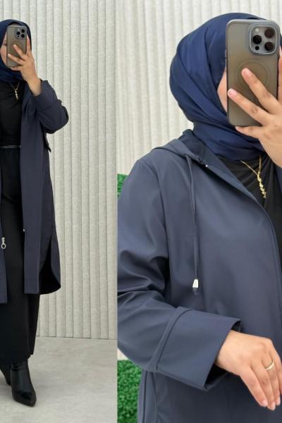 4057 Beren Trençkot Lacivert