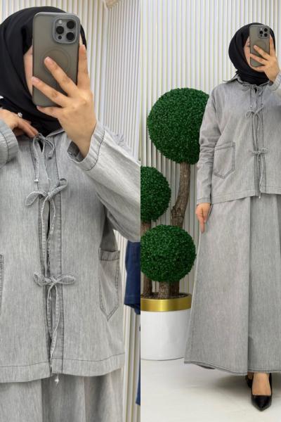 Ajda Kot Etekli Takım Gri