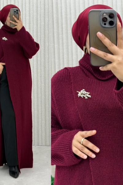 Hülya Boğazlı Panço Bordo