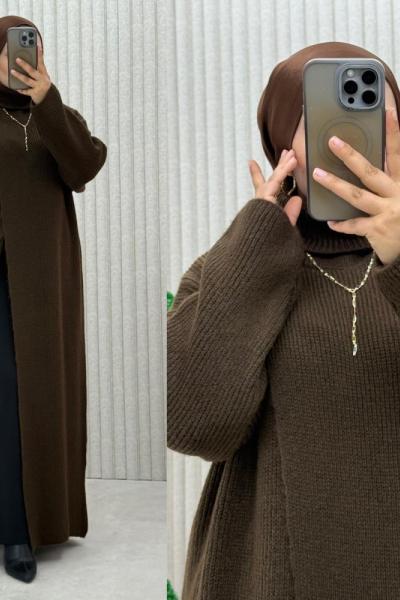 Hülya Boğazlı Panço Kahverengi