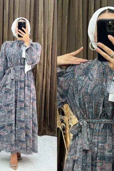 İrem Şifon Elbise Turkuaz