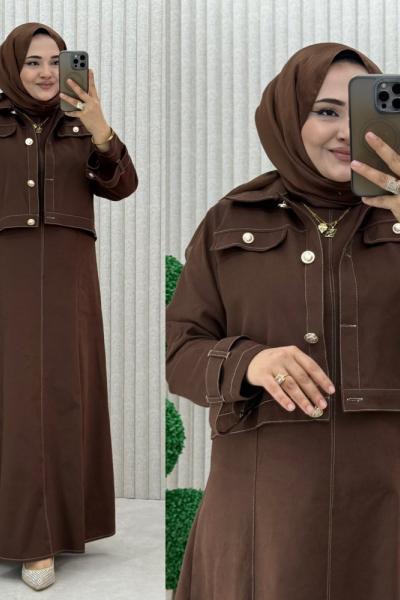 Liya kot ceket takım Kahverengi