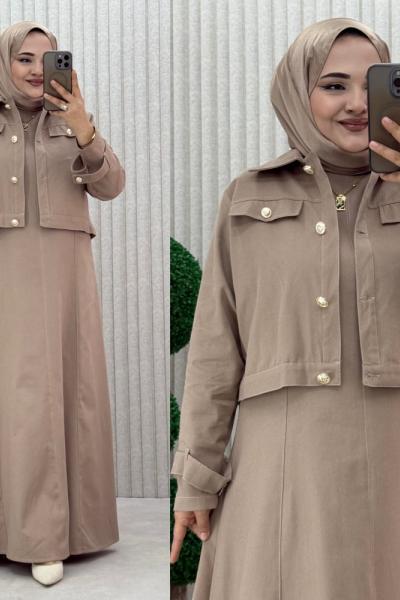 Liya kot ceket takım Vizon