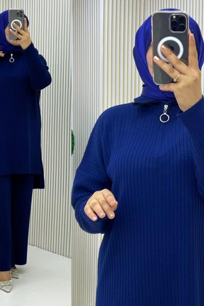 Nilay Triko Takım Saks Saks Mavisi