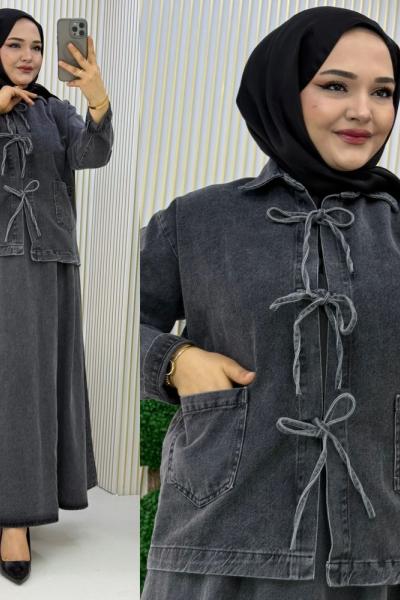 Sevgi Kot Etekli Takım Siyah