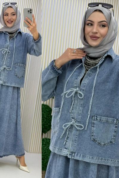 Sevgi Kot Etekli Takım Mavi