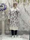 Leopar desenli tunik  Gri